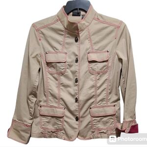 Additions by‎ Chico's size 1 Jacket with Pink stitching EUC